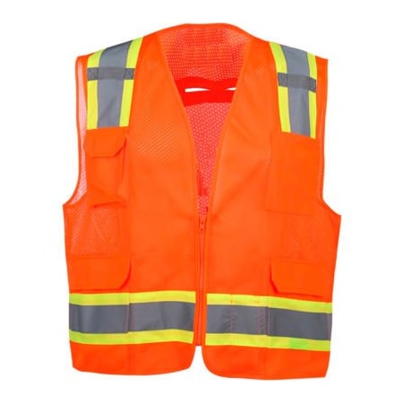 Gss Safety GSS Safety 1504 Premium Class 2 Fall Protection Mesh 6 Pockets Safety Vest, Orange, Medium 1504-MD